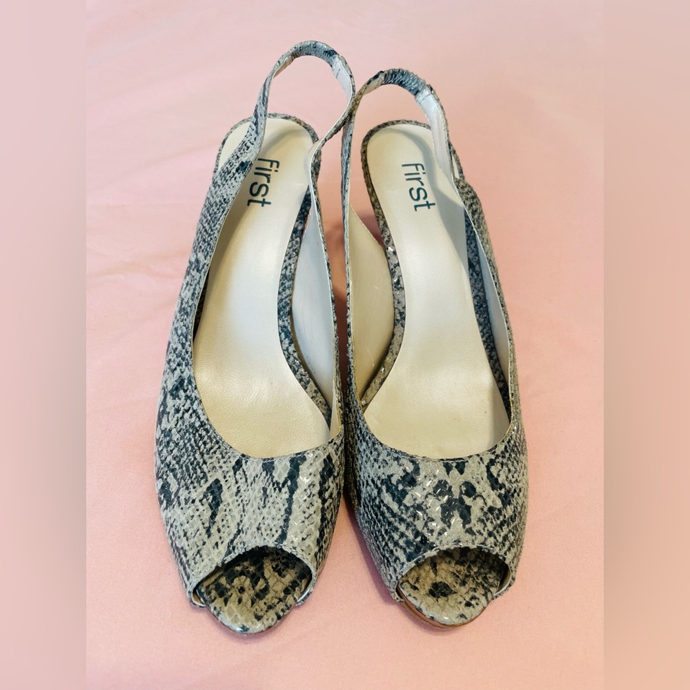 Snake Print Slingback Heels